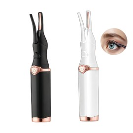 IFQUEEN 2pcs-2025 New Heated Eyelash Curler,Mini Electric Eyelash Curler,Portable USB lash Eyelash Curler Heat,Electric Eyelash Curler,Eyelash Makeup Tools for Women Girls Beauty Enthusiasts (White-Black)
