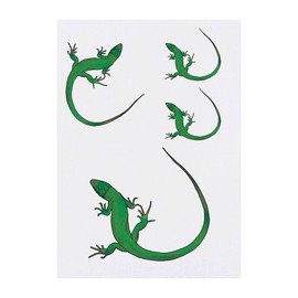 4 x 'Curled Green Lizard' Temporary Tattoos - Water Resistant, Skin-Safe, Non-Toxic Transfers, Mixed Sizes (TO00065400)