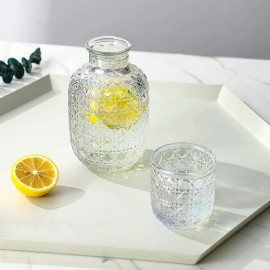 Everest Global Store Bedside Water Carafe 1 Pitcher 15.7oz and 1 Tumbler 5.4 oz. - Iridescent