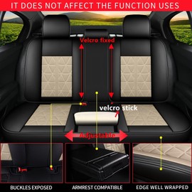 DISUTOGO Seat Covers Full Set Fit for Chevy Colorado 2015-2023 2024 2025 Car Seat Covers Waterproof Leather Seat Cushion with Airbag Compatible (5 Seats, Black & Beige)