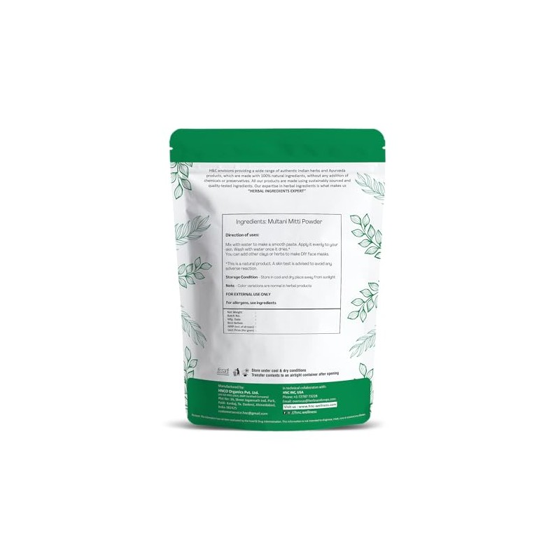 100% Pure Organically Processed Fuller's Earth Clay (Multani Mitti) Bentonite