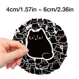 80 Cute Black Cat Meme Stickers for Phone, Computer, Laptop, Water Bottles, Cups, Car Accessories Vinyl Stickers Decals, for Teens, Kids, Adults