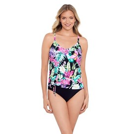 Shapesolver Women's Standard Side Ring Tankini, Mystic Tropic