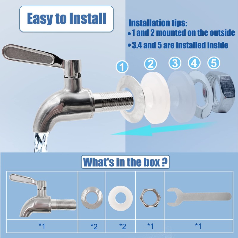 Replacement Stainless Steel Spigot for Berkey Big, Travel, Royal Gravity-fed