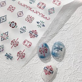 5D Embossed Nail Stickers Bohemia Totem Nail Decals Boho Self-Adhesive Pegatinas Uñas for Women Girls Nail Art Designs Decoration(1, Totem)