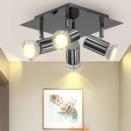 Kit De Iluminación De Pista Moderno, Lámparas De Seguimiento Industriales, Luces De Techo De Montaje Empotrado Ajustables Para Cocina, Dormitorio, Pasillo, Sala De Juegos (Negro, 4 Luz)