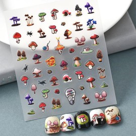 LBPEPAMZ 5D Embossed Mushroom Snail Nail Stickers Fairytale Style Self-Adhesive Designs Nail Decals Spring Summer Cute and Dreamy Supplies for Women Girls Nail Art Decorations