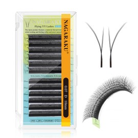 NAGARAKU Flying YY Eyelash Extensions Supplies y lash 0.07mm D curl 10mm Premade Fans 4D Russian Volume Y Shape Faux Mink Matte 12 rows Cluster pre Fanned Wispies Crisscross Eye Lashes
