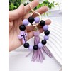 Jesemiah Beaded Keychain Wristlet Silicone Cross Elastic Wrist Key Ring