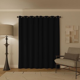 Sun Zero Nordic 2-pack Theater Grade Extreme 100% Blackout Grommet Curtain Panel Pair, 52" x 84", Black