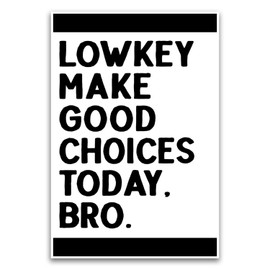 Lowkey Make Good Choices Bro Poster - Funny Classroom Meme Joke Appropriate School Humor Poster - 12 x 18 Inch Unframed Poster - Premium Poster On 100lb Gloss Paper - Printed In The USA FHJP1741