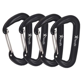 Favofit 12KN Heavy Duty Carabiner Clips, 4 Pack, Small Wiregate Caribeaners for Gym Hammock Backpack Keychain Dog Leash, Black