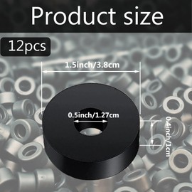 12 PCS Rubber Isolation Pads Thick Rubber Washers 1.5 Inch OD 0.5 Inch ID 0.4 Inch Thick Black Round Rubber Washers Anti Vibration Rubber for Home Cars Boat Accessories