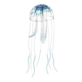 VOCOSTE Fish Tank Jellyfish Decoration, Silicone Fluorescent Jellyfish Glow Ornaments Aquarium Decor with Suction Cup, Blue, 2.3"x5.9"