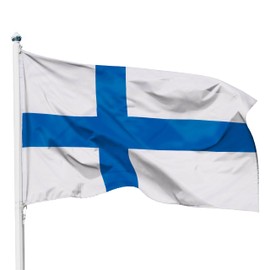 PHENO FLAGS Finland Flag - Finland Flag 90 x 150 cm with Brass Eyelets - Durable Flag for Flagpole - 100% Polyester