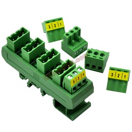 Electronics-Salon Slim DIN Rail Mount 10A/300V 5x3 Position Pluggable Screw Terminal Block Distribution Module.