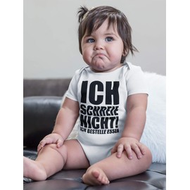 clothinx Ich schreie nicht ich bestelle Essen Baby Bodysuit with Saying - Sayings Body Organic Cotton - Funny Gift Idea - Gift Birth Newborn Girls Boys Baby Bodysuit, Sky blue with white print