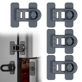 4 Stück Kindersicherung Kühlschrank, Grau Kindersicherung Schrank, Schranksicherung Baby, Kühlschrank Schloss, Für Schränke, Schubladen, Kühlschrank, Mit Kleber, Kein Bohren