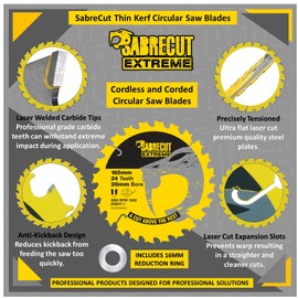 1 x SCCSF165CR24 SabreCut Circular Saw Blade 165 mm 24T x 20 mm Hole for Dewalt Bosch Makita and Many Others
