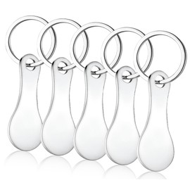 WOUMON Pack of 5 Shopping Trolley Remover, Shopping Chip Key Ring with Shopping Token, Metal, Shopping Trolley Keyring, Silver, Easy to Carry (Style 2)