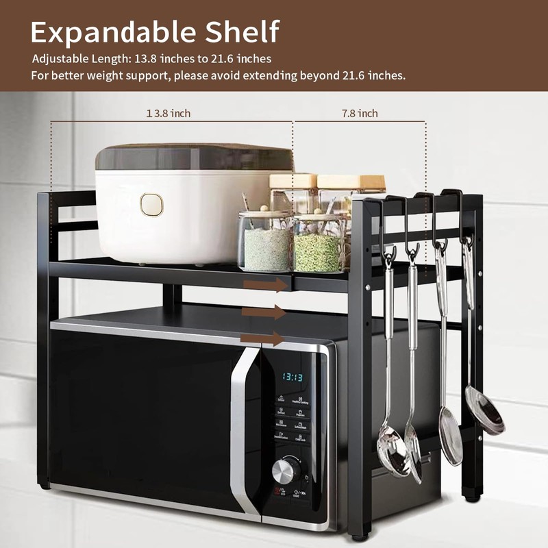 Vautrezon Microwave Oven Rack Expandable Countertop Heavy Duty Microwave Shelf