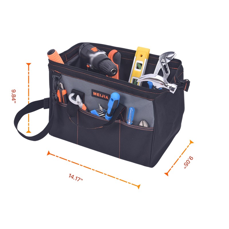 MEIJIA Portable Waterproof Tool Bag, Wide Mouth Open, Multi Inside