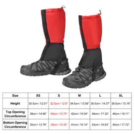 PATIKIL Leg Gaiters, Waterproof Shoe Covers Hiking Gaiters Snow Boot Gaiter, Red, S