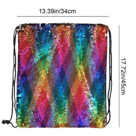 FUBAOLIN Sequin Drawstring Backpack Sequined Gym Drawstring Bags 20L Suitable for Sports, School, Gym, Travel, Beach Swim Football Trainer Bag Kids Men Women
