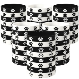 JUNEBRUSHS 56Pcs Paw Print Silicone Bracelets,Dog Paw Print Rubber Wristbands for Birthday Party Decorations Favors Accessories (4 Designs)
