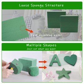 Prashent 3Pcs Floral Foam Blocks,Green Wet Dry Flower Foam Plant Foam for Fresh & Artificial Flower Arrangements DIY Craft 5.5”L x 3.1”W x 1.7”H