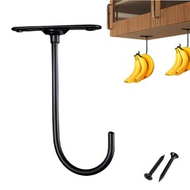 enttgo Haikole Banana Holder,Under Cabinet Hook for Bananas or Other Kitchen Items,Black Metal Banana Hook Under Cabinet,Banana Stand Ripens Bananas with Less Bruises (A-Banana Hook)