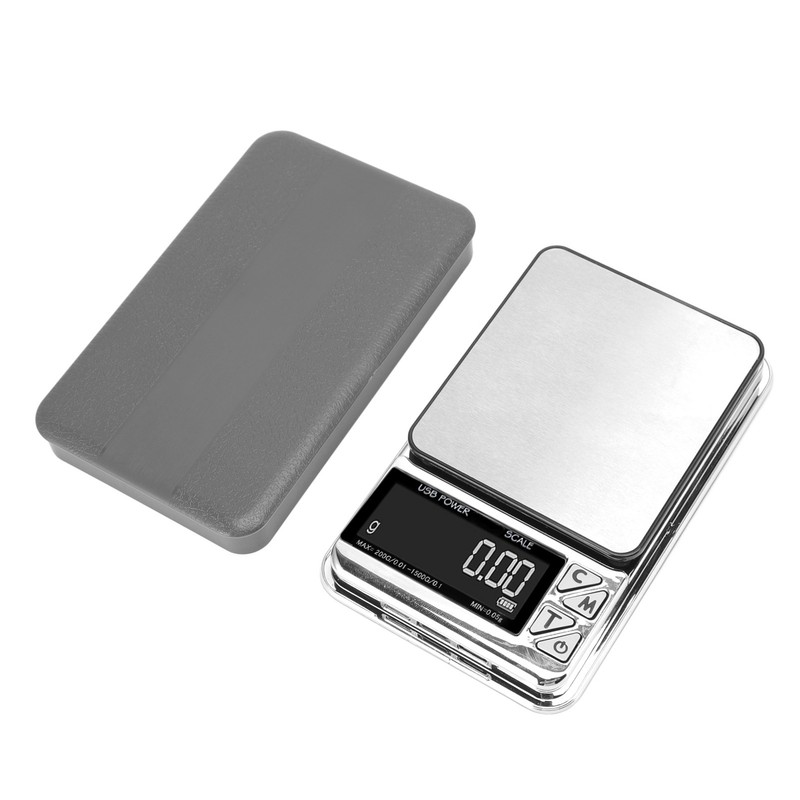 Home Digital Kitchen Scale 200g/0.01g‑1500g/0.1 High Accuracy USB Rechargeable Stainless