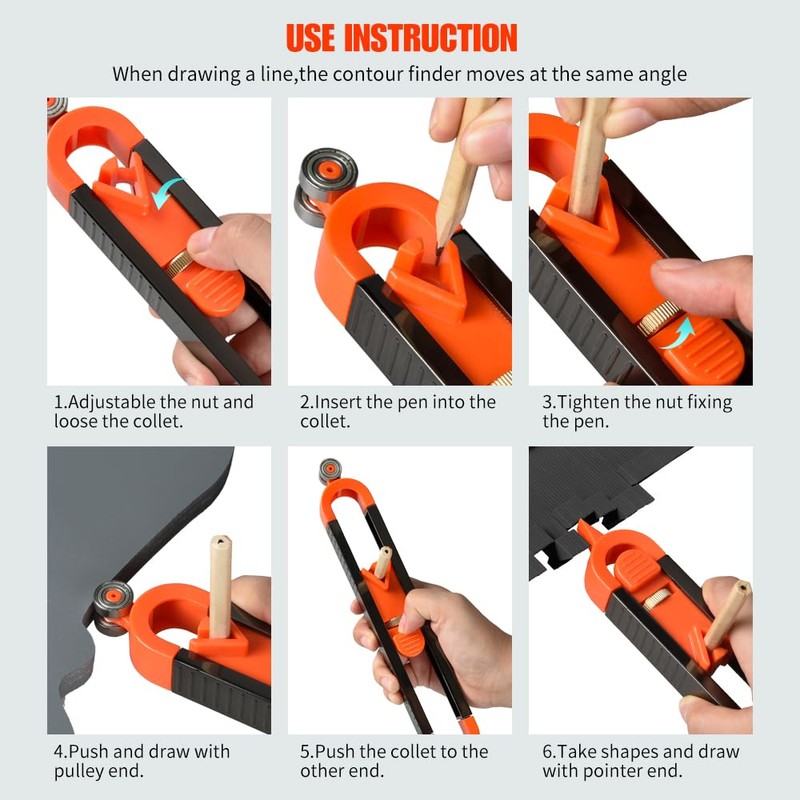 Eewudwok Precise Contour Gauge, Scribe Marking Tool, Copying Angles and