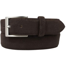 BELTINGER Italian Suede Belt 35mm Wide Mens Suit Belt Trouser Belt Suede Stainless Steel Buckle Silver, Dark brown, silver.