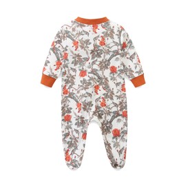Unisex Baby Boy and Girl Zipper Onesie Toddler Footie One-Piece 0-3 Months Flower and Bird