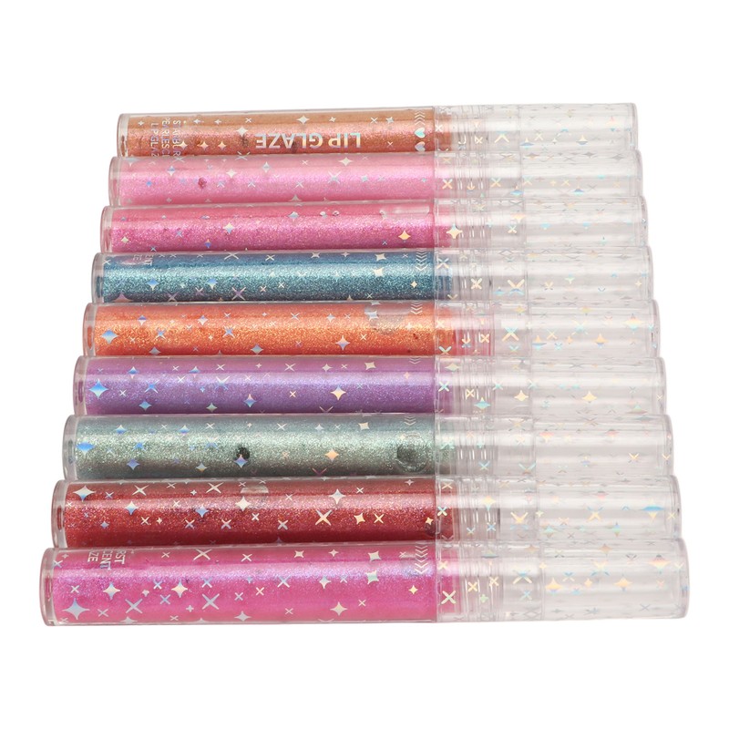 9pcs 0.1oz Women Girls Glitter Lip Gloss Set Moisturizing Lustrous