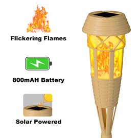 Evelynsun Solar Outdoor Lights – Solar Torch Lights with Flickering Flame for Garden Decor, Waterproof Solar Garden Lights, Outdoor Patio & Pathway Yard Decorations with Flame Torches - 8 Pack