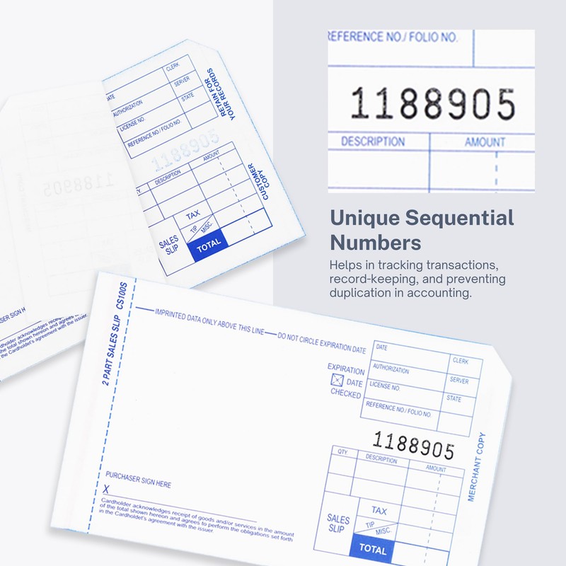 2 Part Short Credit Card Imprinter Sales Slips, Pack of