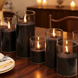 LAMORGIFT 8LB Black Candle Sand- Pearled Candles with Wicks (100 Pcs) & Wooden Spoons, Candle Beads, Sand Wax, Candles Unscented for Powder Candle Making, Refill Kit