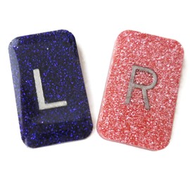 Glitter X-Ray Markers - Glitter Purple & Pink Epoxy Resin with Lead Letters L & R - NO INITIALS - Small Rectangle Generic Markers Include Extra Strength Adhesive Strips - Reusable & Washable