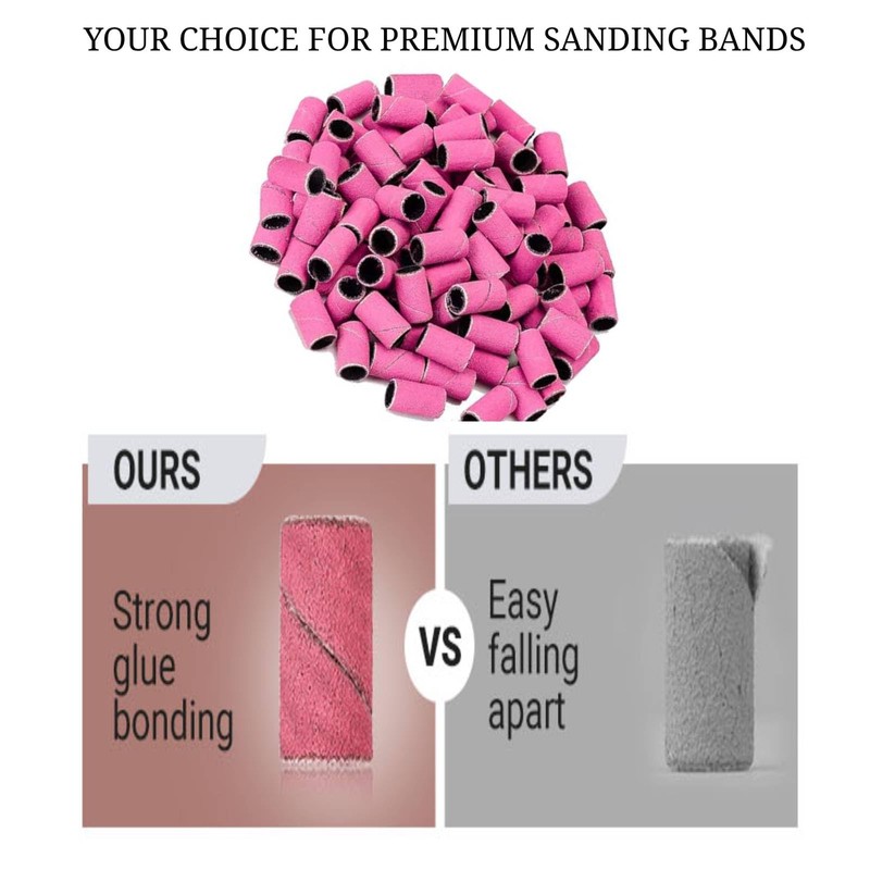 OMBRISA Sanding Bands for Nail Drill 100Pcs, 180# Grit Nail