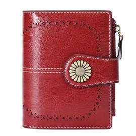 Cartera para Mujer de Piel, con Bloqueo RFID, Billetera Pequeño con Cremallera, Monedero de Dama Minimalista, Tarjetero Moda de Gran Capacidad, Regalos para Chicas y Mujeres (Rojo)