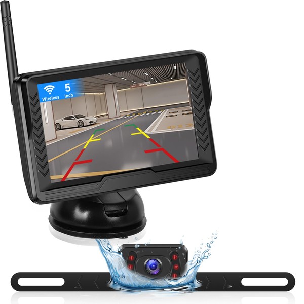 NHOPEEW Wireless Reversing Camera Set - 5 Inch Touchscreen Car