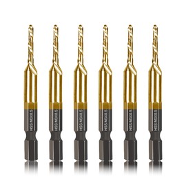 DKIBBITH 6-pc Metric M3 Combination Drill Tap Bit Set, M3*0.5 Thread Size, Titanium Coated High-Speed Steel, Ideal for Drilling and Threading in Soft Metal Wood and Plastic,1/4" Hex Shank
