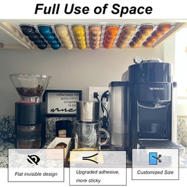 10 Pack Coffee Pods Holder for Nespresso, PVC Organize Strips for Coffee Bar Accessories, Compatible with Kcups/Nespresso and Dolce Gusto Pod Storage DIY Office Kitchen Counter Organizer | Brown