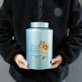 Large Urns for Adult Male Female Ashes, Up to 220 lbs Decorative Cremation Urn for Human Ashes(Sunflower)