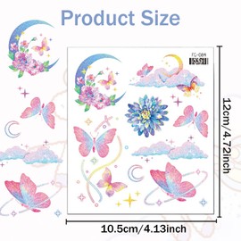 Qpout 12 Sheets Glitter Tattoos for Kids Girls Butterfly Temporary Tattoos Butterfly Party Gift Body Art Makeup Sticker for Kids Woman Princess Birthday Fairy Party Favors Gifts Bags Filler