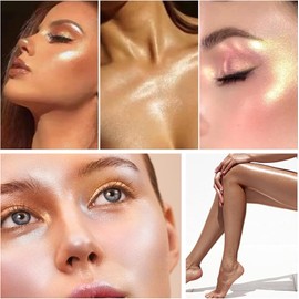 Paleta De Resaltadores, Rubor De Rosa 3D, Maquillaje Facial Resaltador Con Luminizador Corporal, Polvo Facial Brillante Con Brillo Corporal, Maquillaje Resaltador Brillante De Larga Duración (#4, m)