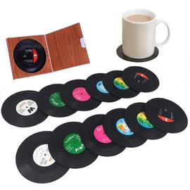 12 Posavasos Posavasos Para Regalos de Inauguración de La Casa Posavasos Para Discos Posavasos Para Discos de Vinilo Tapetes Para Discos de Vinilo Retro Manteles Individuales Para Bebidas Frías Calientes Protección Antideslizante Para La Mesa Evita Resba