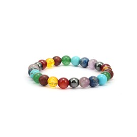 RIYAURA Seven Chakra Healing Bracelet – 8mm Natural Gemstone Beads, Stretch Elastic Bracelet for Women & Men